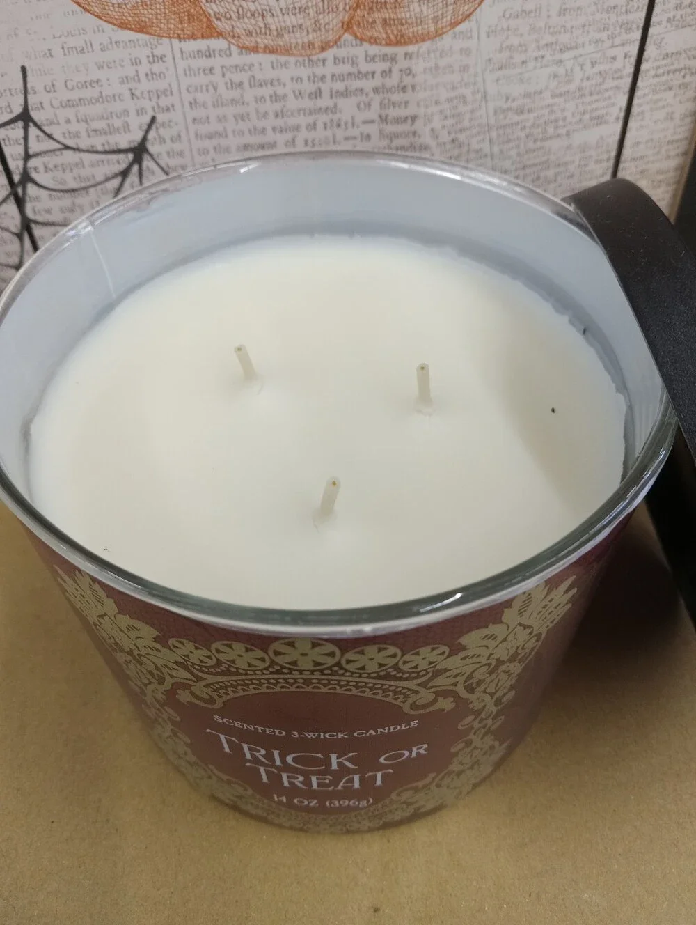Trick or Treat Scented 3-Wick Candle - Burgundy